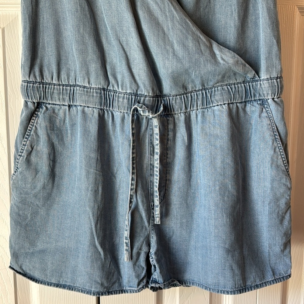 Allsaints Penny Playsuit Denim Color Surplice V-neck Romper size 6 - Picture 7 of 16